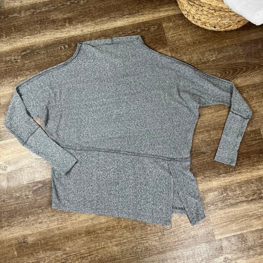 We The Free Womens Gray Boat Neck Oversized Sweater Ribbed Long Sleeve Split XS - Picture 1 of 4